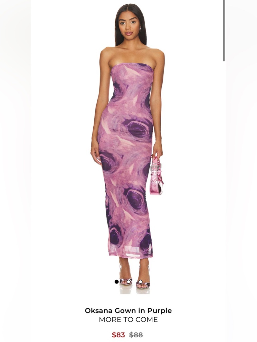 Strapless Pink & Purple Marble Maxi Dress